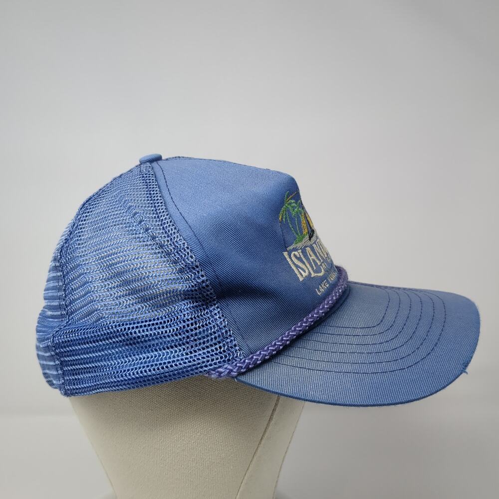 Islander RV Resort Snapback Rope Trucker Hat Blue One Size Mesh Back - Picture 4 of 7